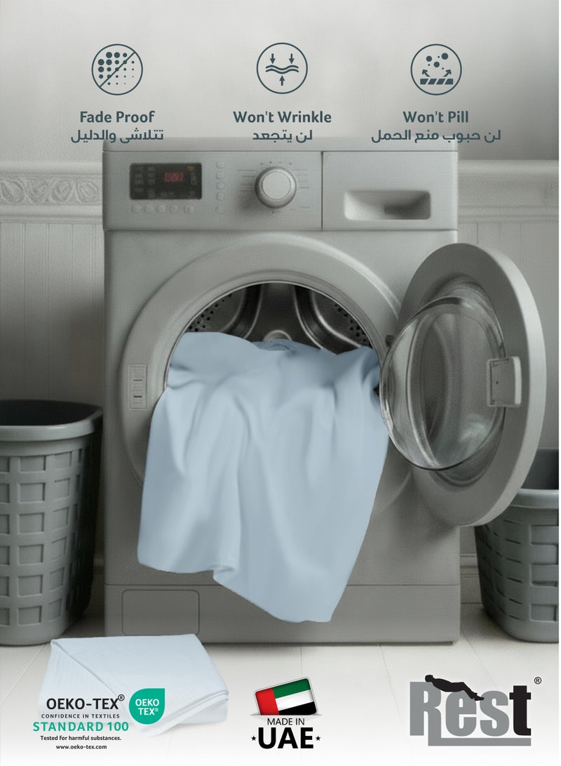 REST Fitted Bedsheet 90x190+20cm Breathable Plush Sky Blue Fabric with Deep Pockets Machine Washable for Optimal Protection - Image 5